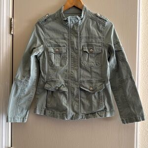 kensie Jeans for Women Green Lightweight Zip-Up Utility Jacket